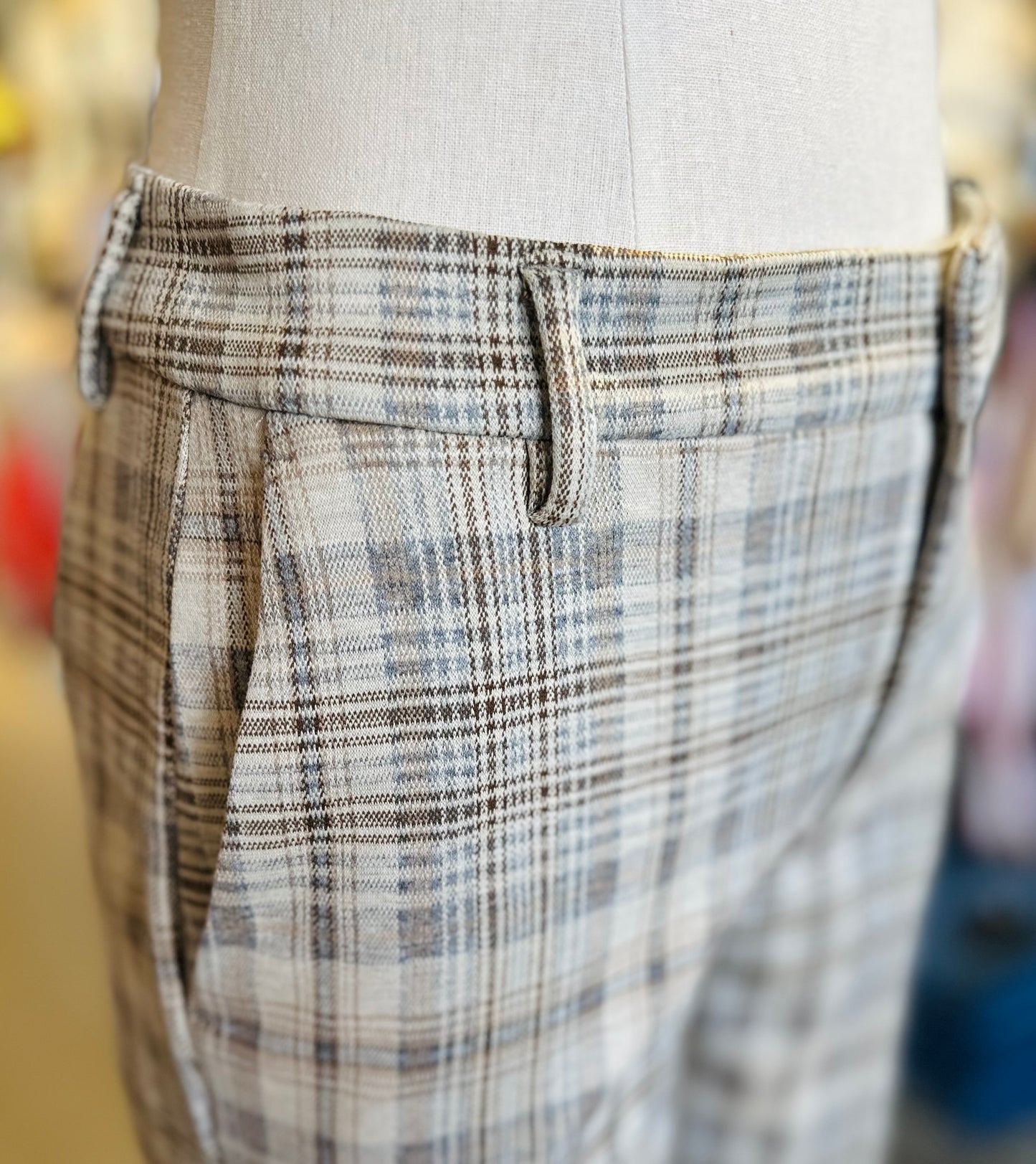 Liverpool High Rise Kelsey Trouser Khaki Cream Campbell Plaid