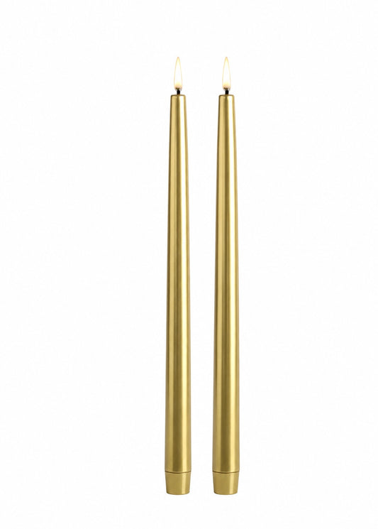 Uyuni LED Slim Taper Candles Pack Gold Finish