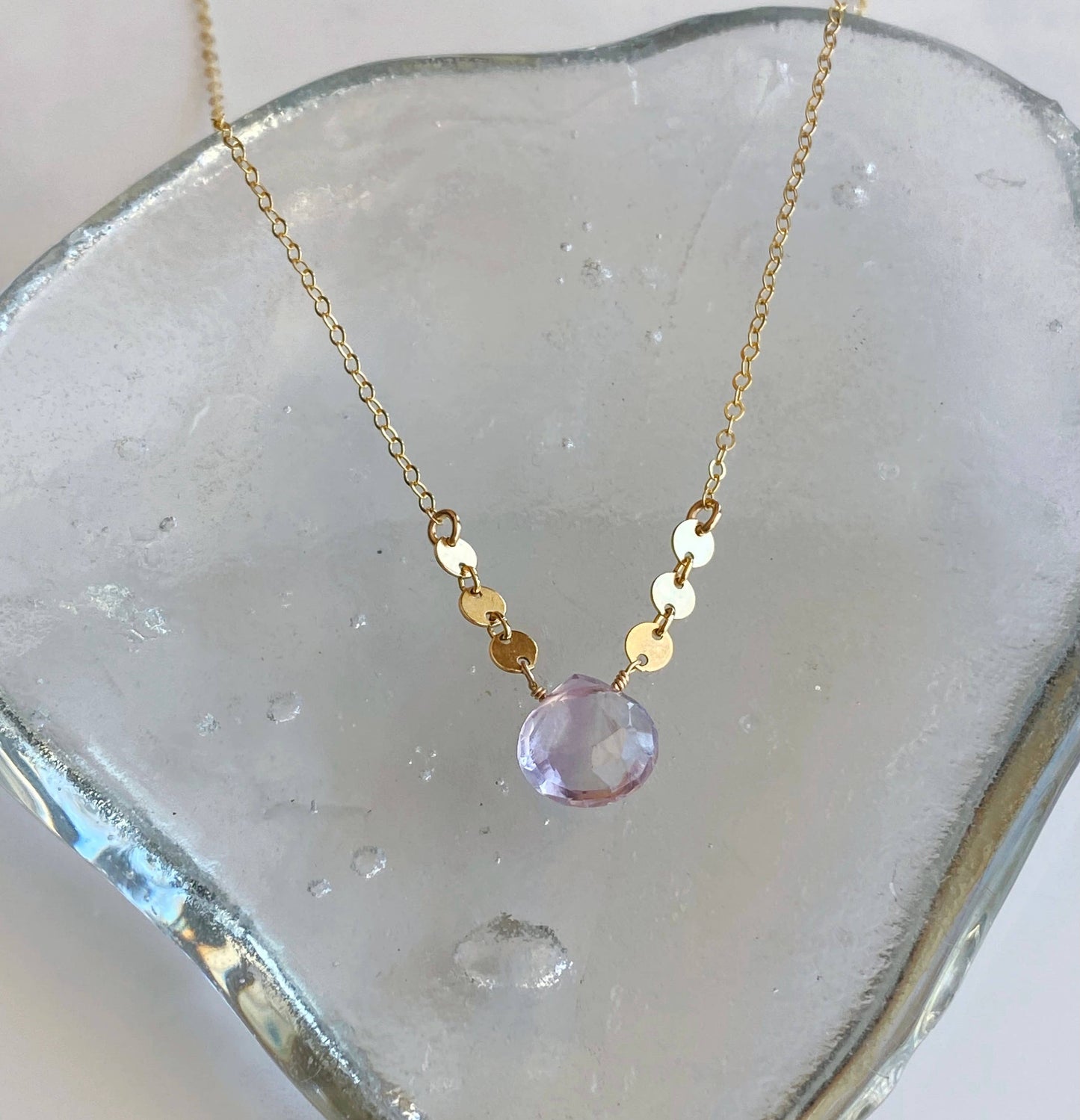Lavender amethyst sweetheart necklace: Gold Filled