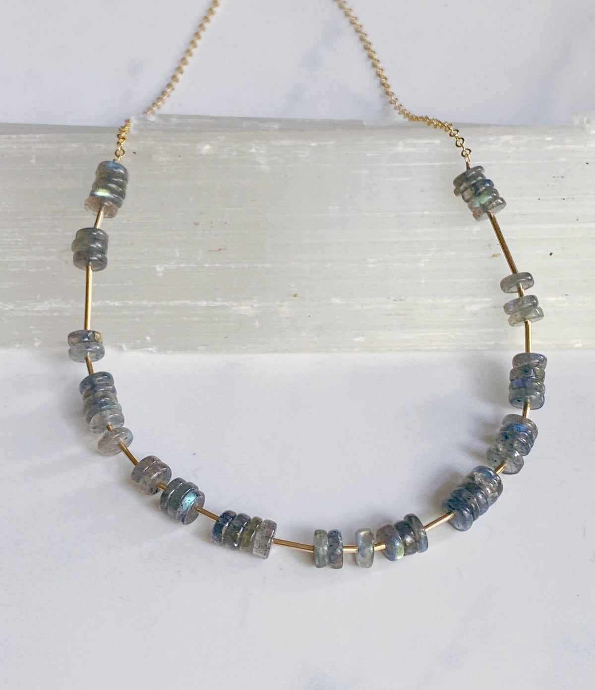 Labradorite heishi adjustable choker