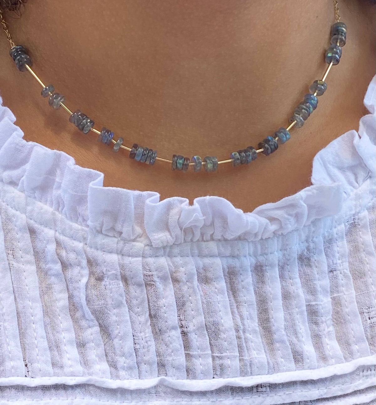Labradorite heishi adjustable choker