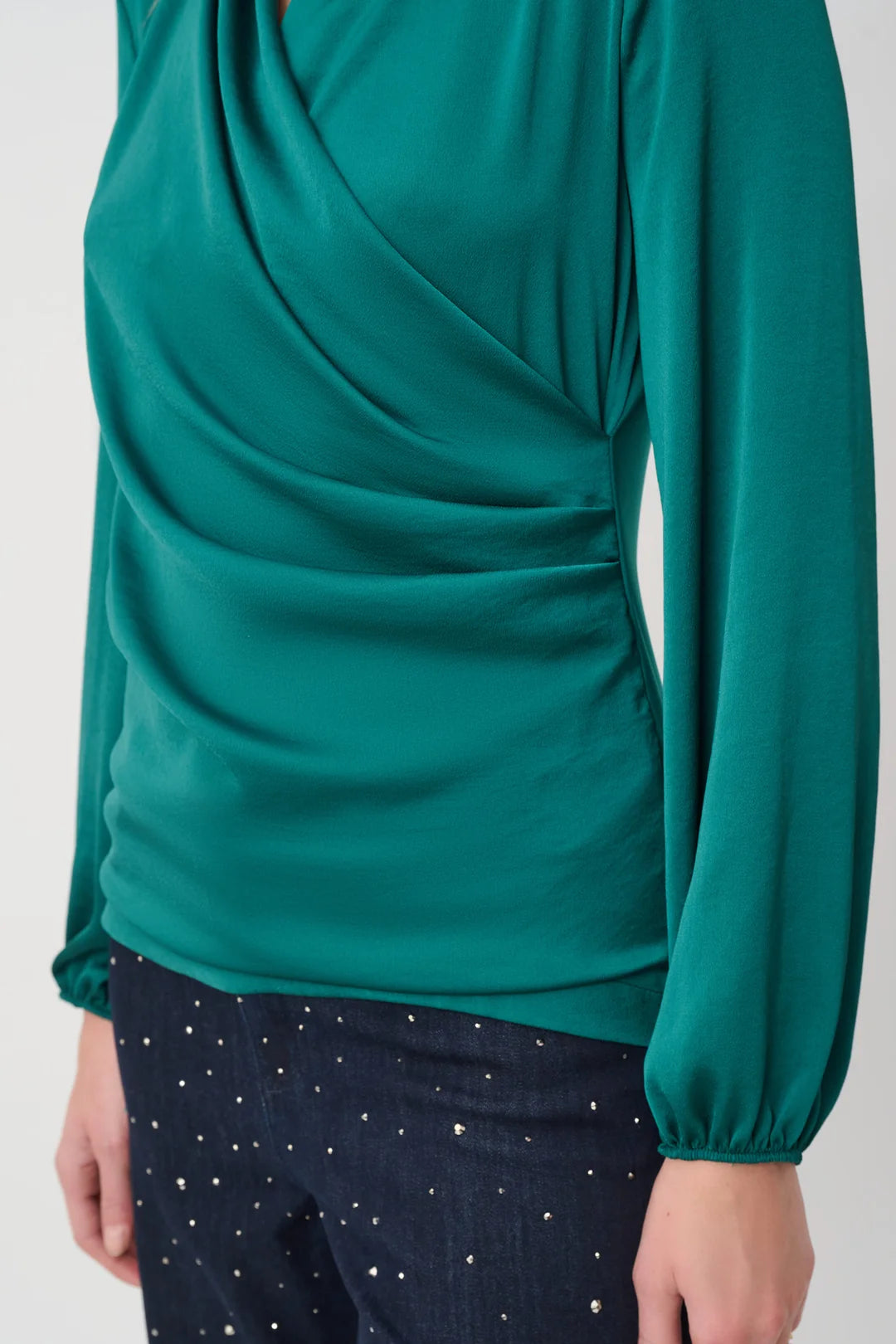 Joseph Ribkoff Satin Faux Wrap Top