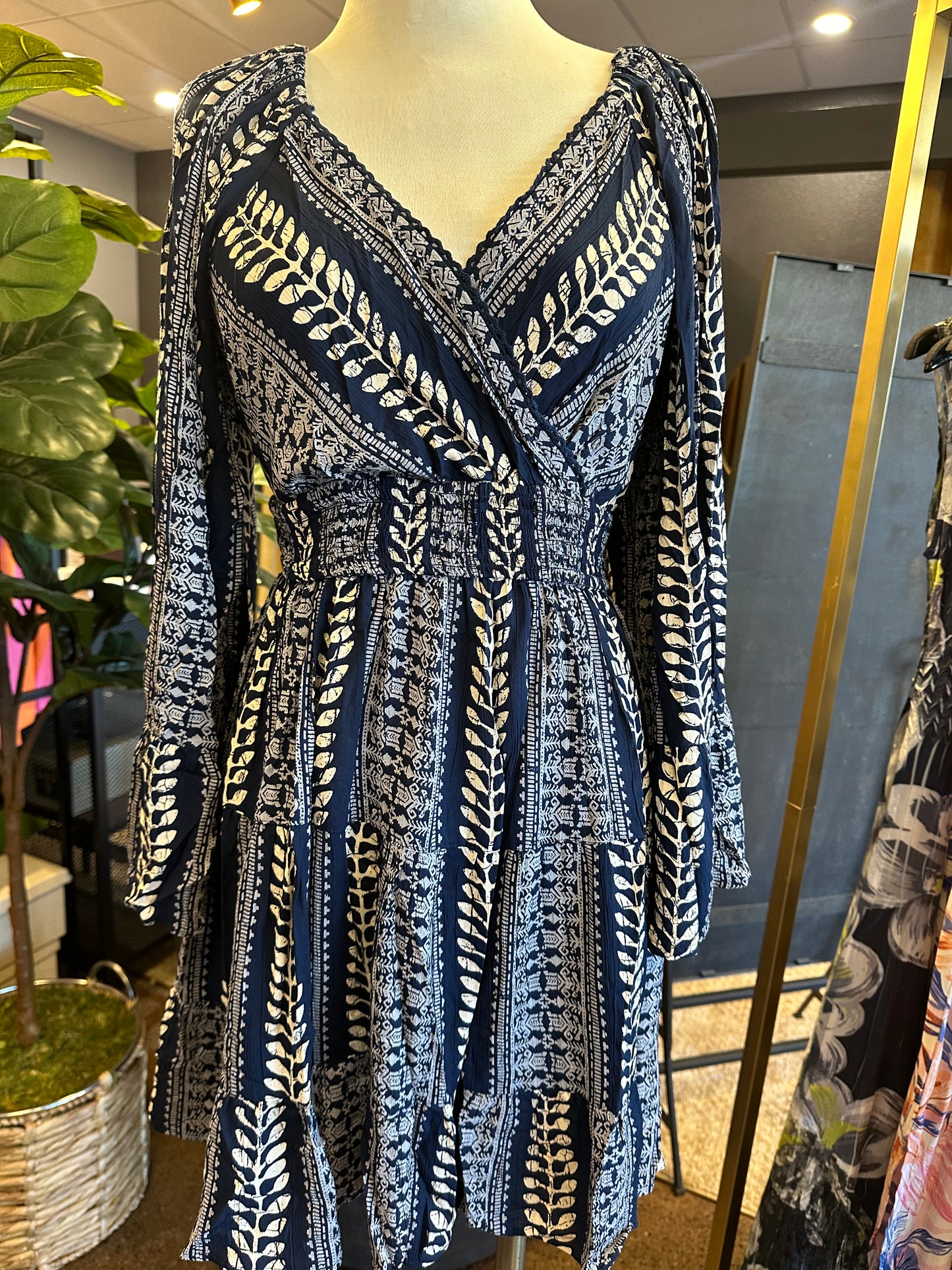 Angie Navy Bell Sleeve Dress