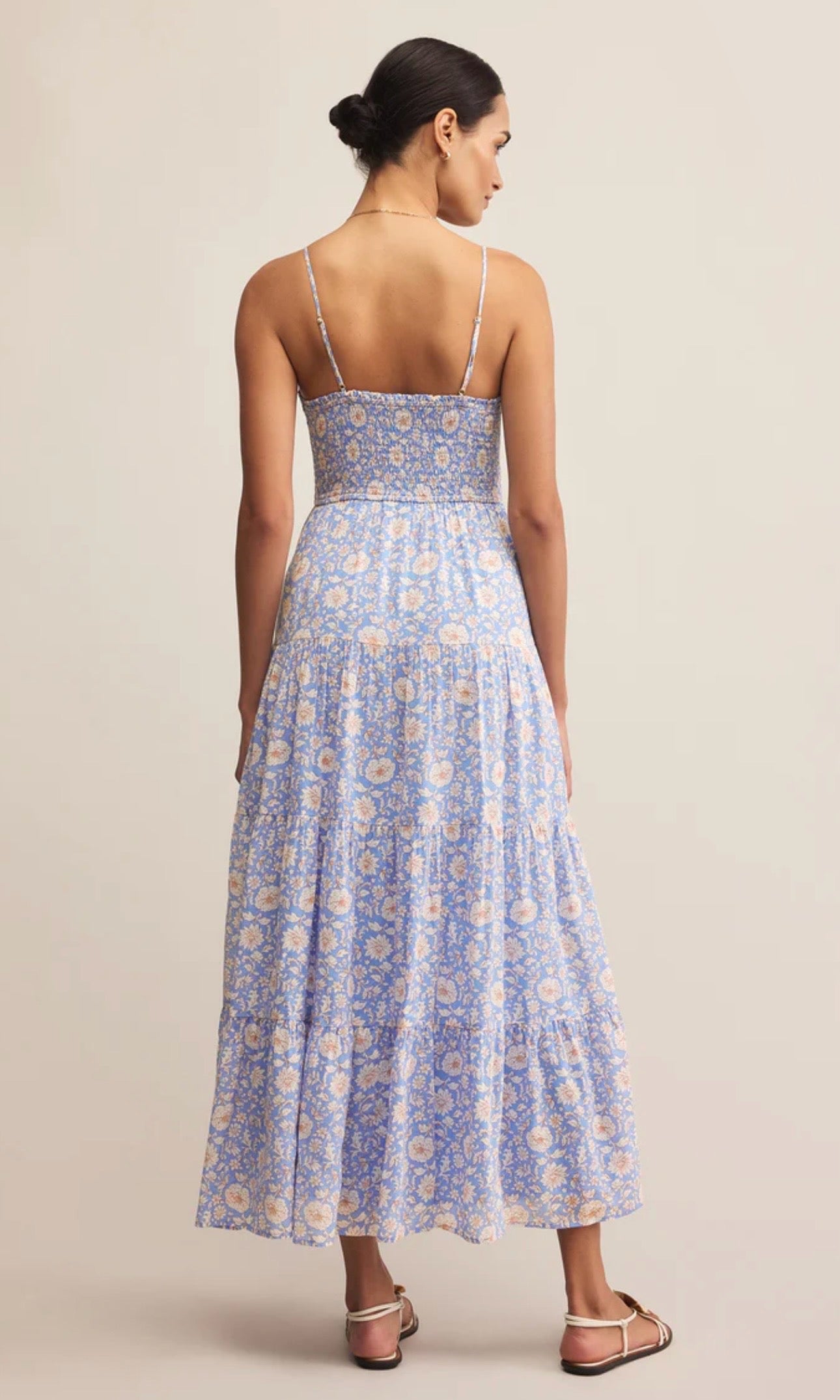 Zsupply Balos Floral Midi Dress In Blue River