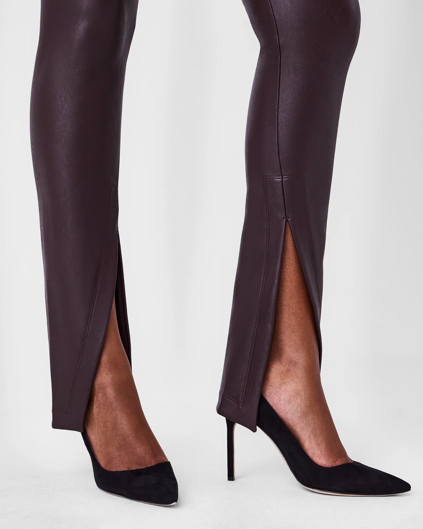 Spanx Leather Front Slit Cherry Chocolate