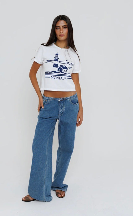 Sunny Somewhere Montauk Lighthouse Tiny Tee
