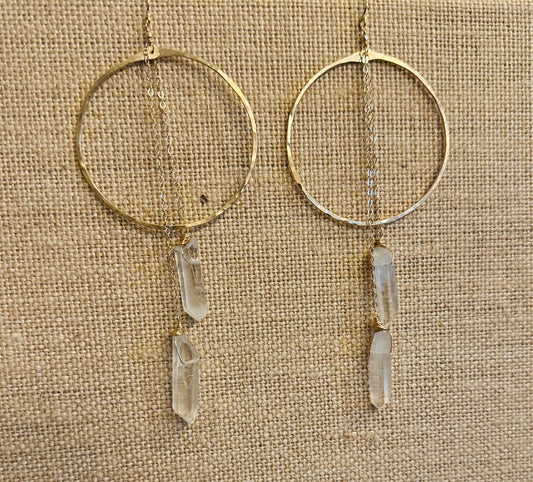 Elysium Jewelry Double Quartz Hoops