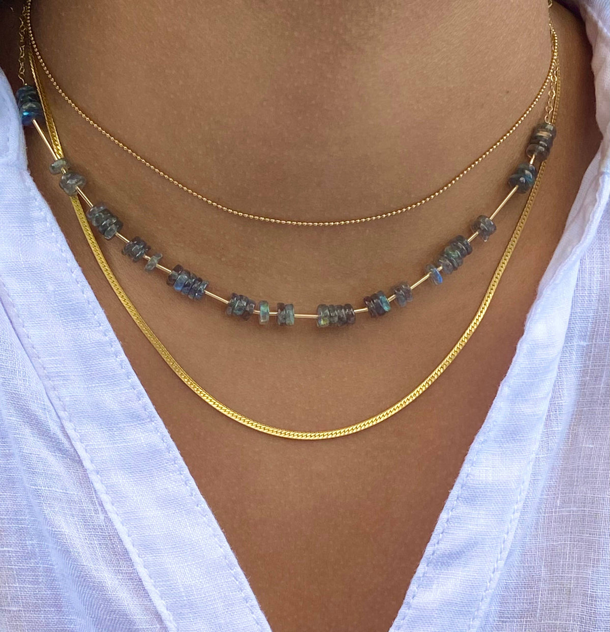 Labradorite heishi adjustable choker
