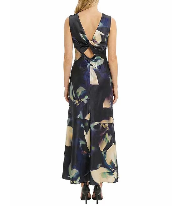 Maggy London Floral Print Cowl Neck Dress