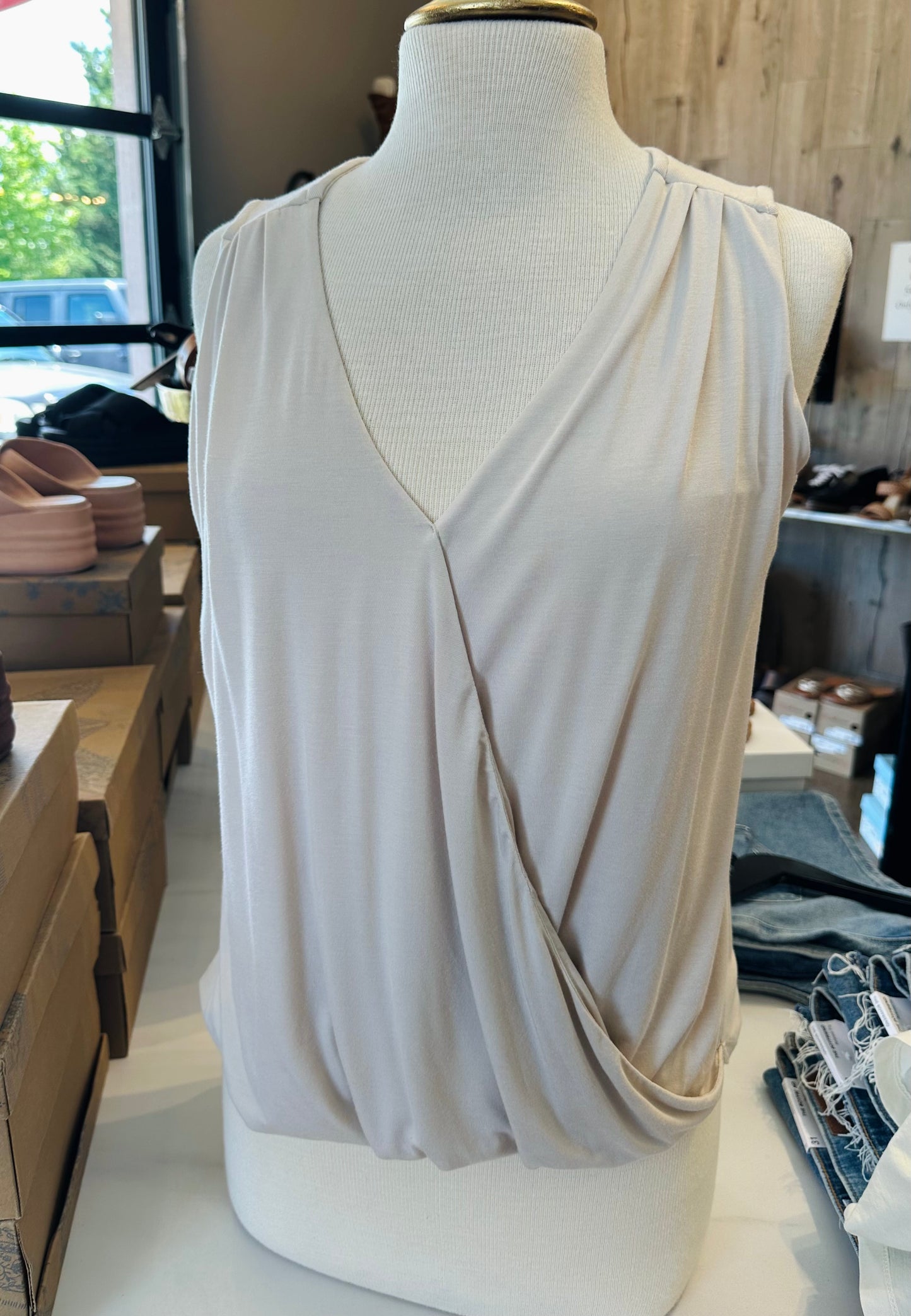 Ariella Sleeveless Draped Blouse