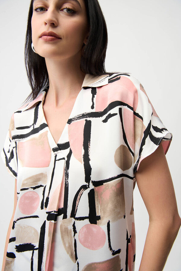 Joseph Ribkoff LDS Abstract Print Boxy Top