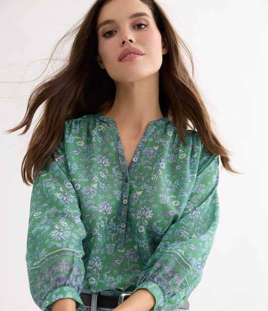 Michael Stars Katerina Printed 3/4 Sleeve Blouse