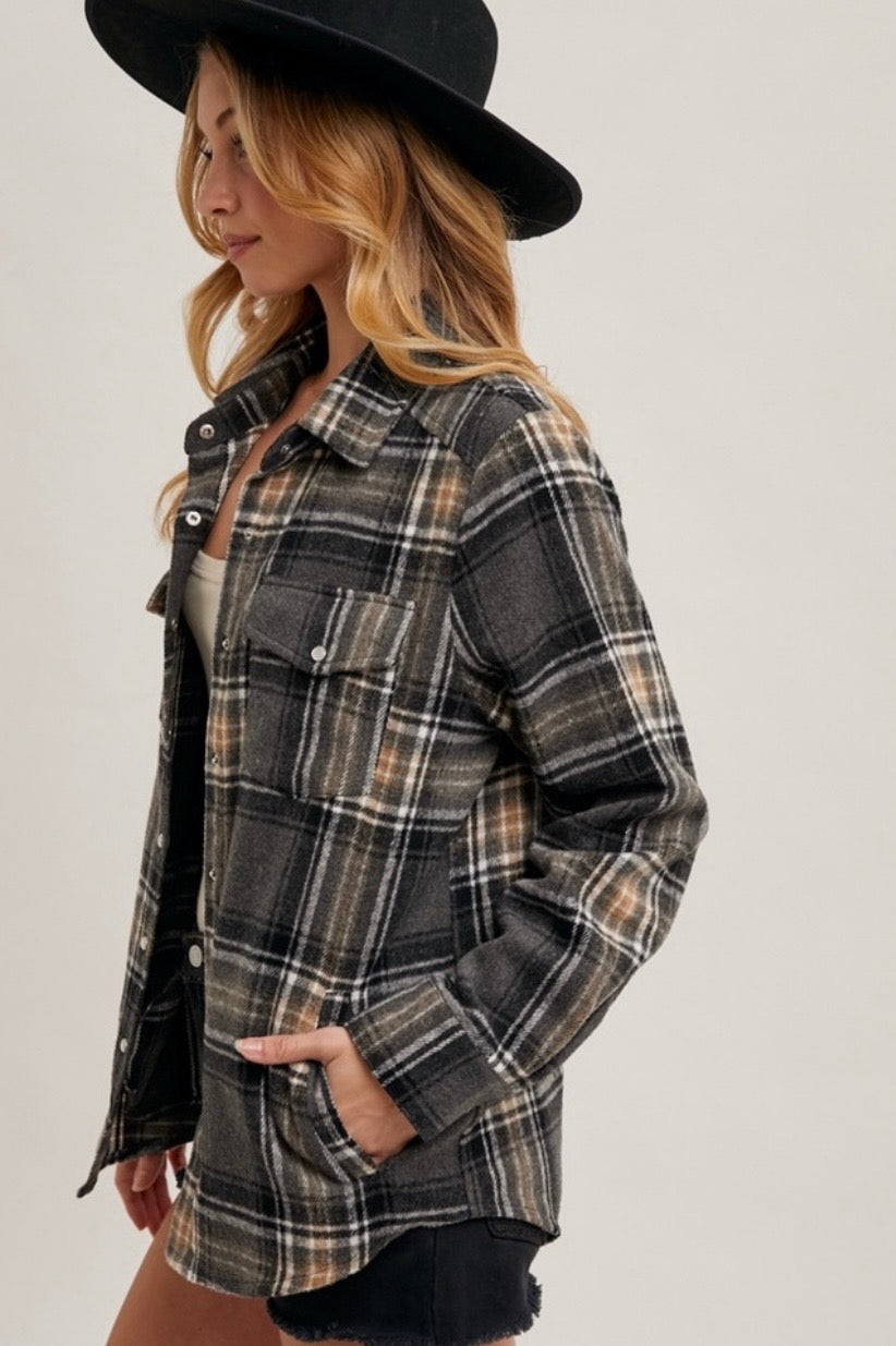 Bluivy Plaid Button Down Shacket