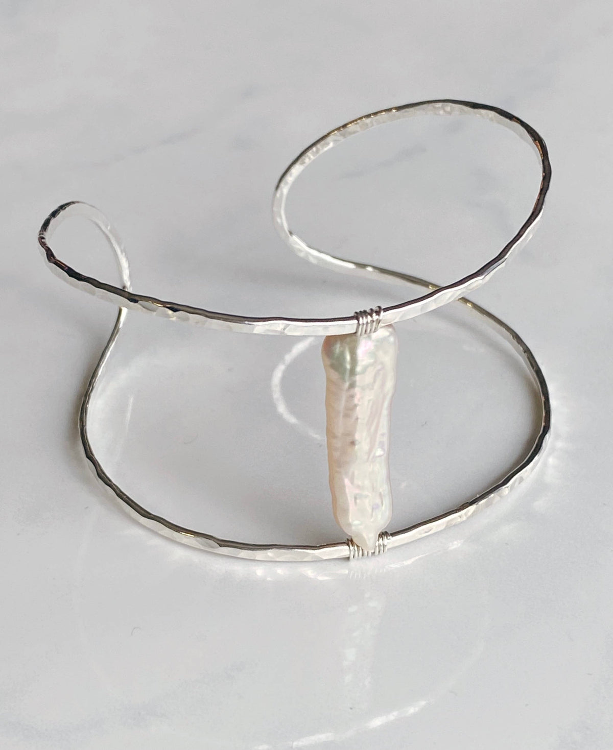 Organic pearl cuff-sterling silver