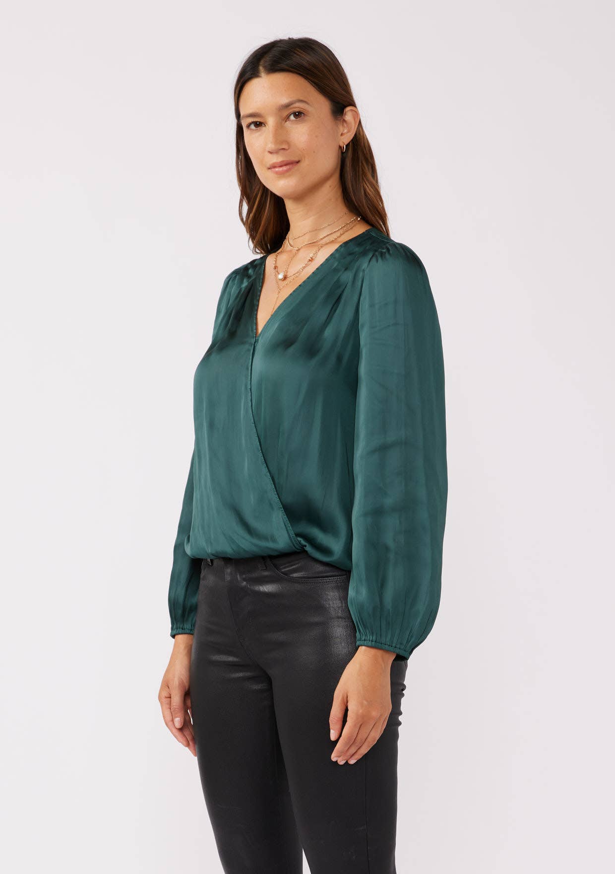 V-Neck Raglan Sleeve Top: Teal / XS