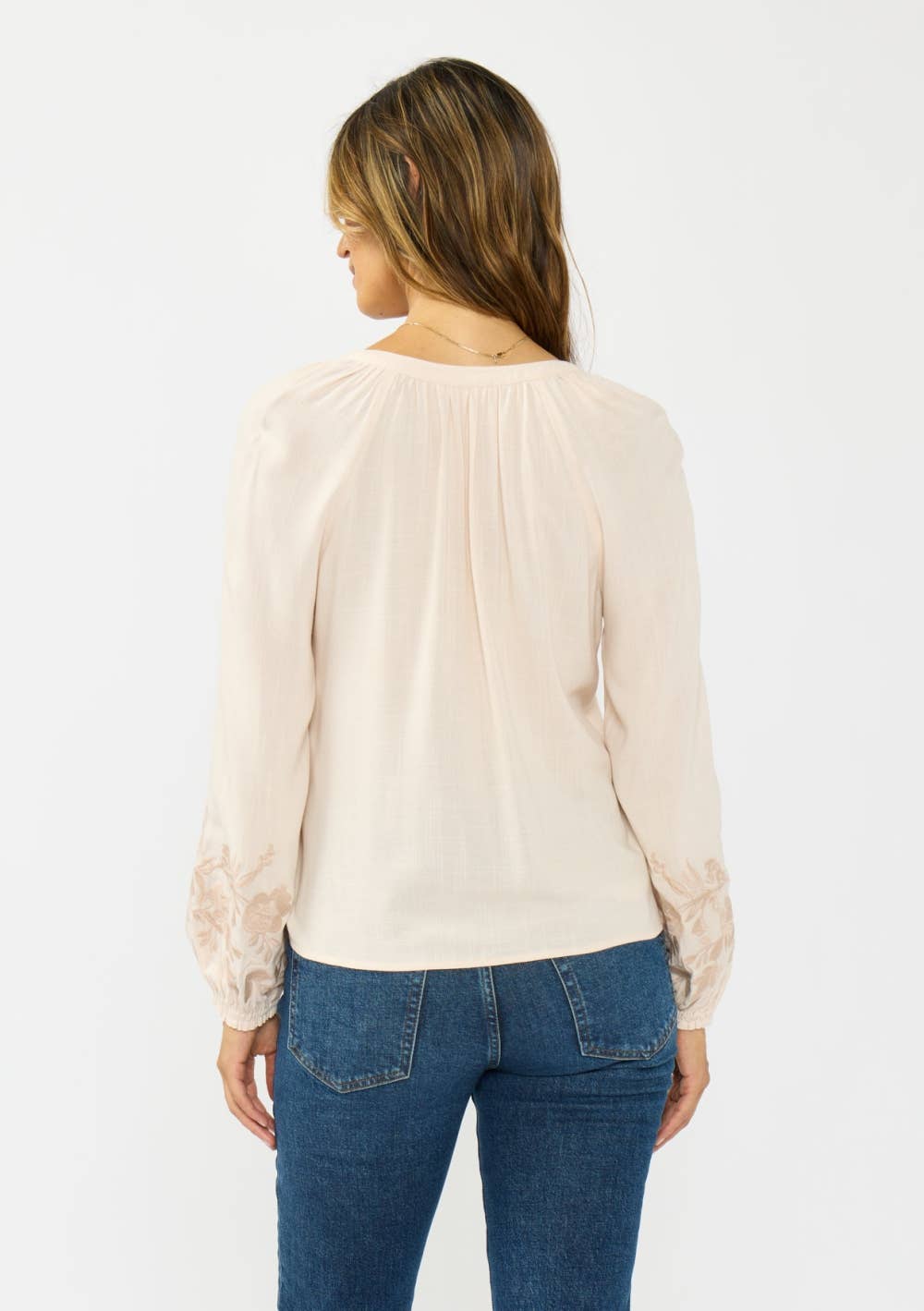 Lovestitch L/S Split Neck Embroidered Blouse