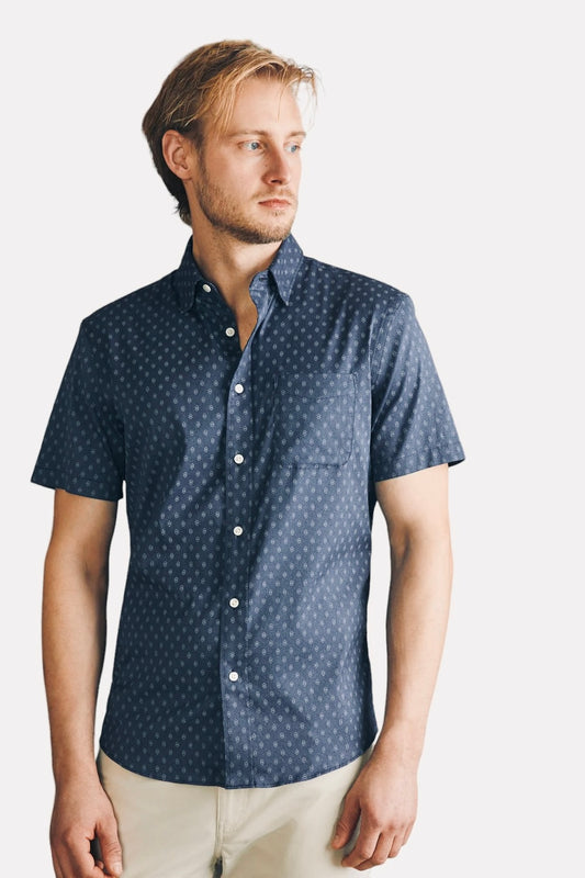 Faherty Movement Polo Navy Sky Diamond