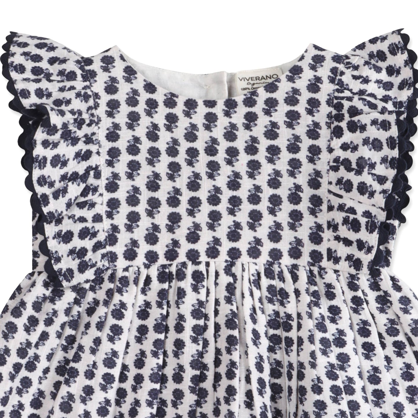Viverano Organics Jamie Blue Floral Baby Dress W/Bloomers