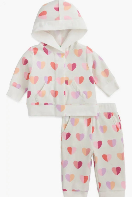 Magnetic Me Pink Hearts Brushed Fleece Hoodie Set