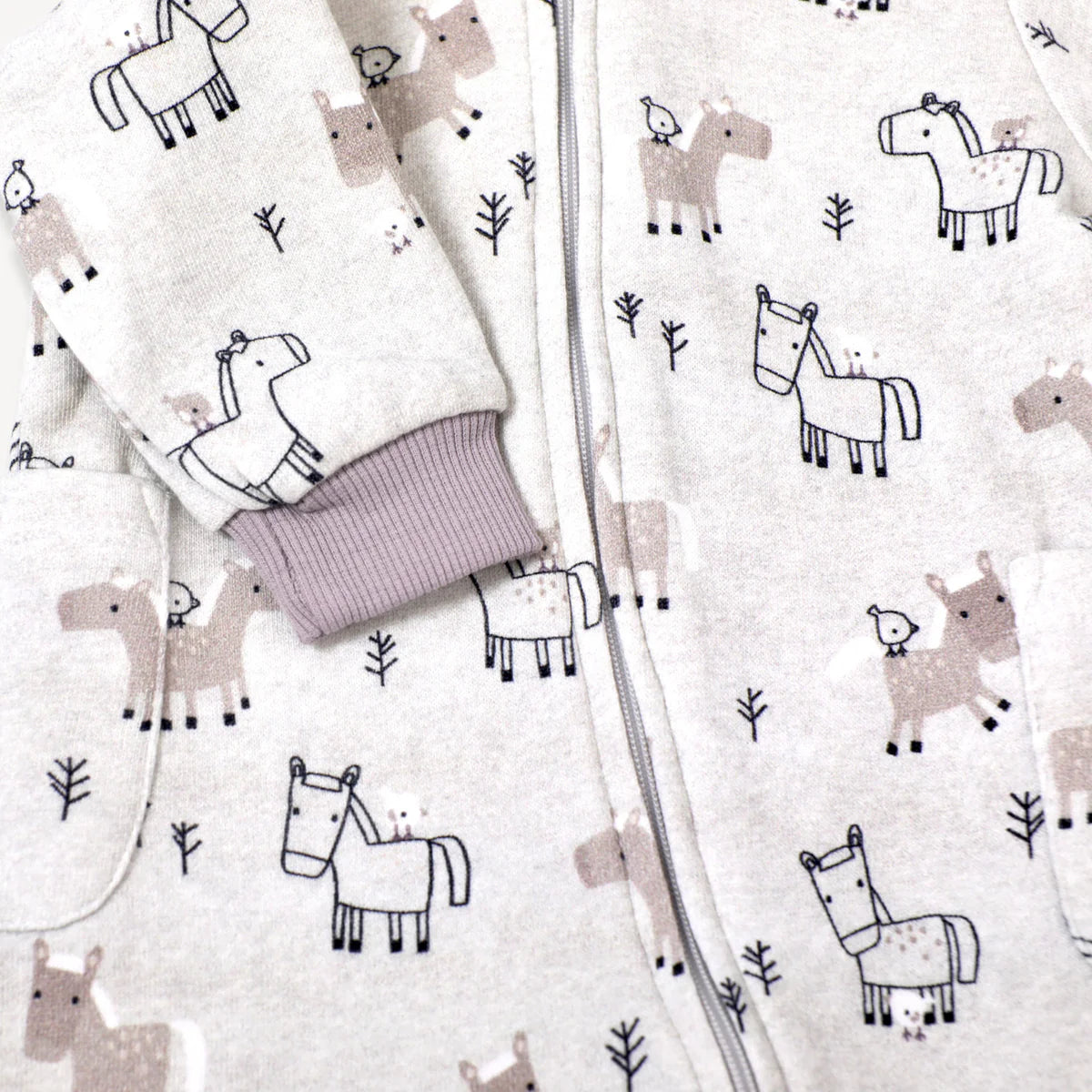 Viverano Organics Horse And Bird Fleece Hooded Jumpsuit