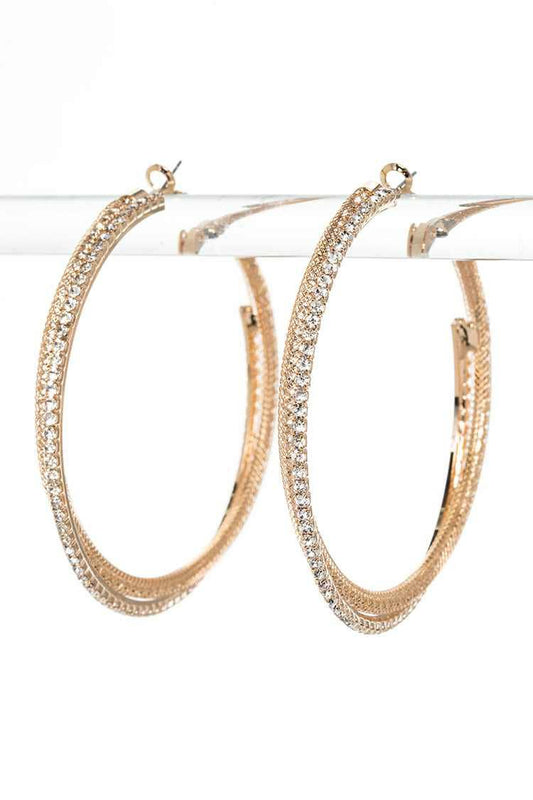 Artini Twisted Rhinestone Iconic Hoops