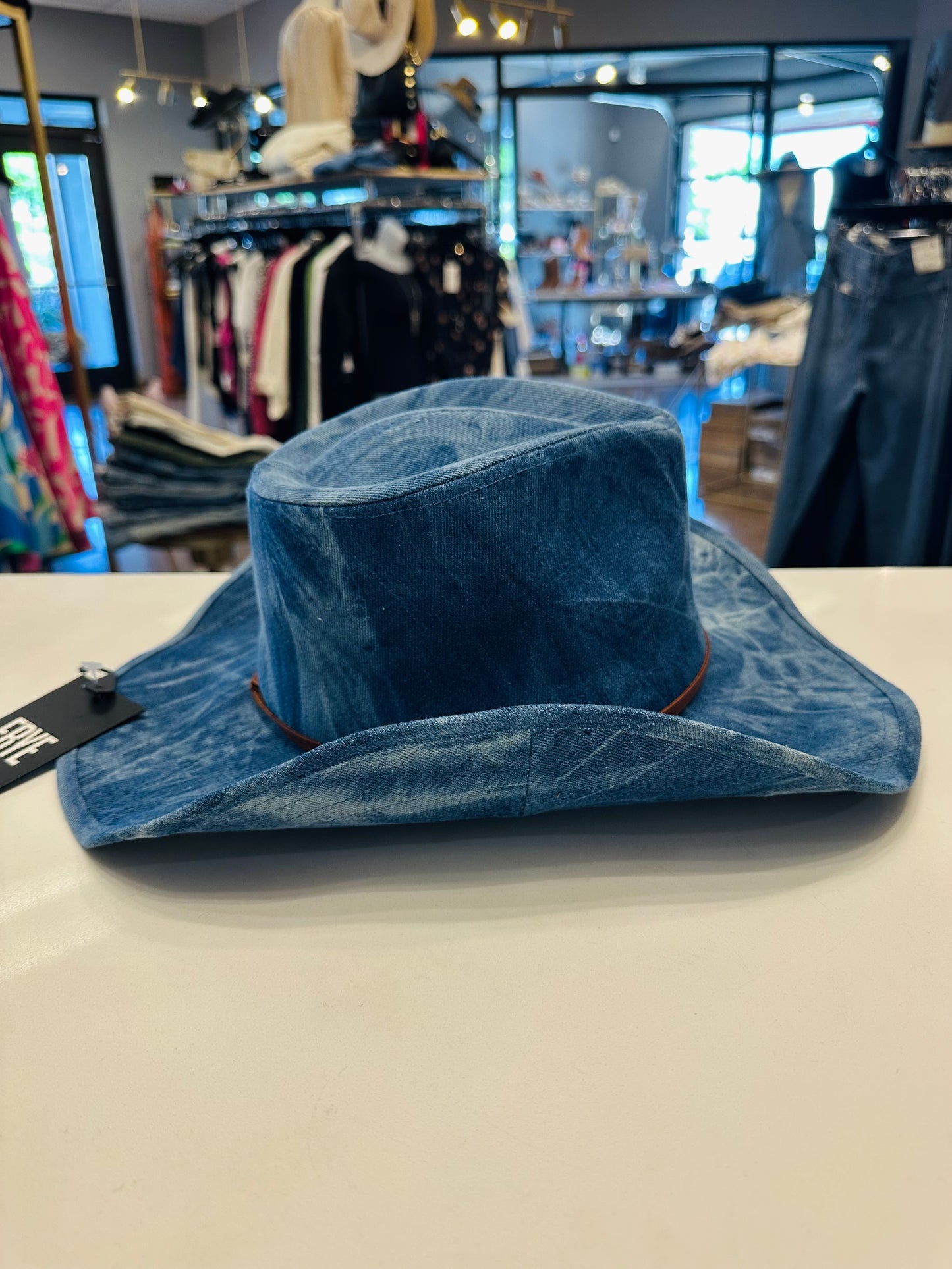 Frye Embroidered Denim Cowboy Hat