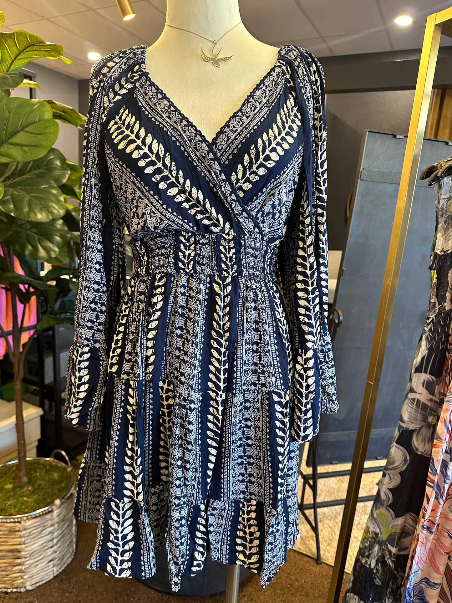 Angie Navy Bell Sleeve Dress