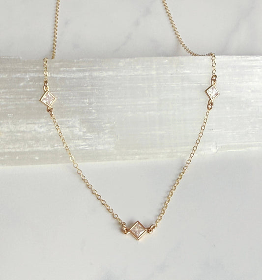 Bonnie Boardman Triple Diamond Crystal Necklace 
