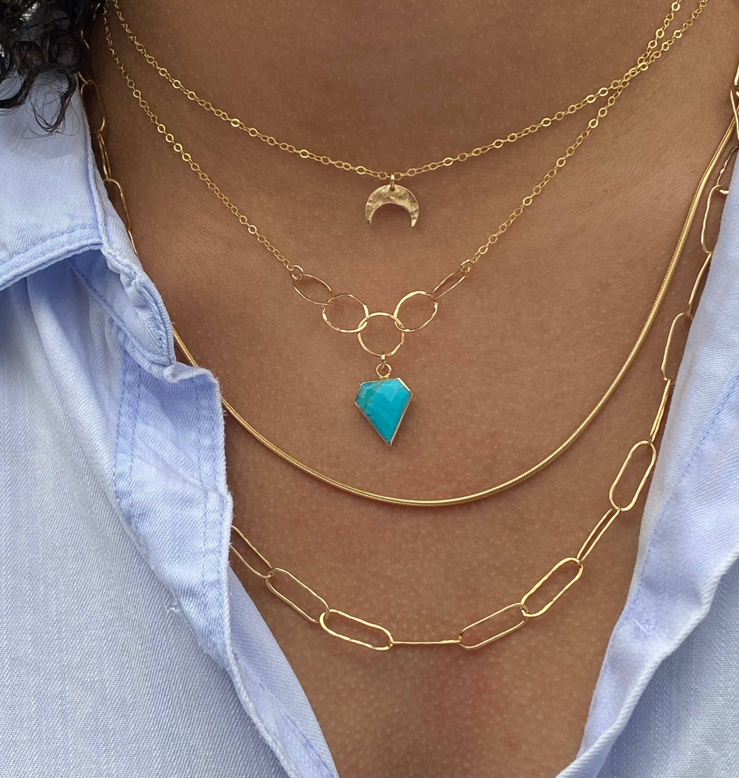 Turquoise shield necklace