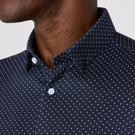 Mizzen + Main Halyard SS Dress Shirt Navy dot