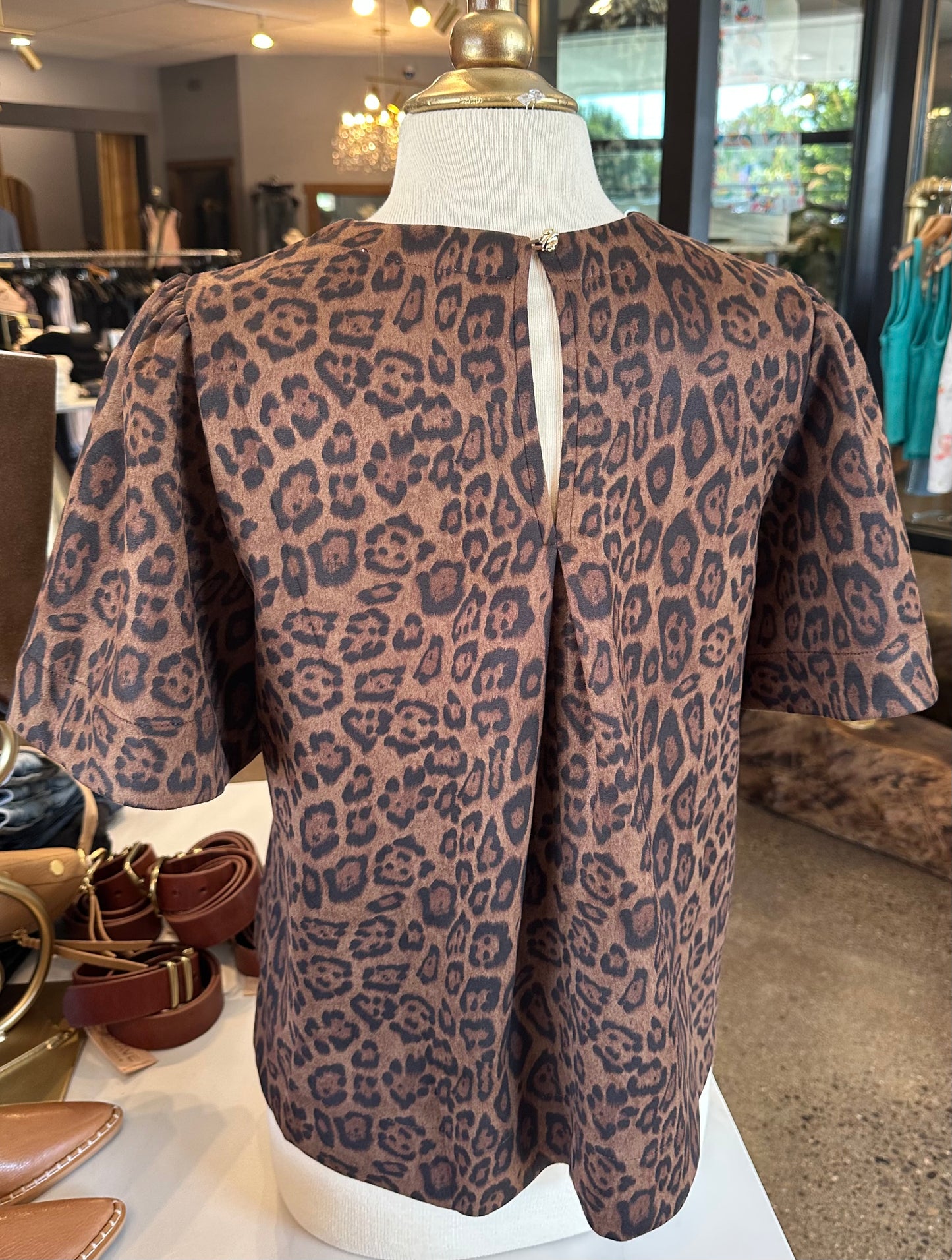THML Suede Animal Print Top