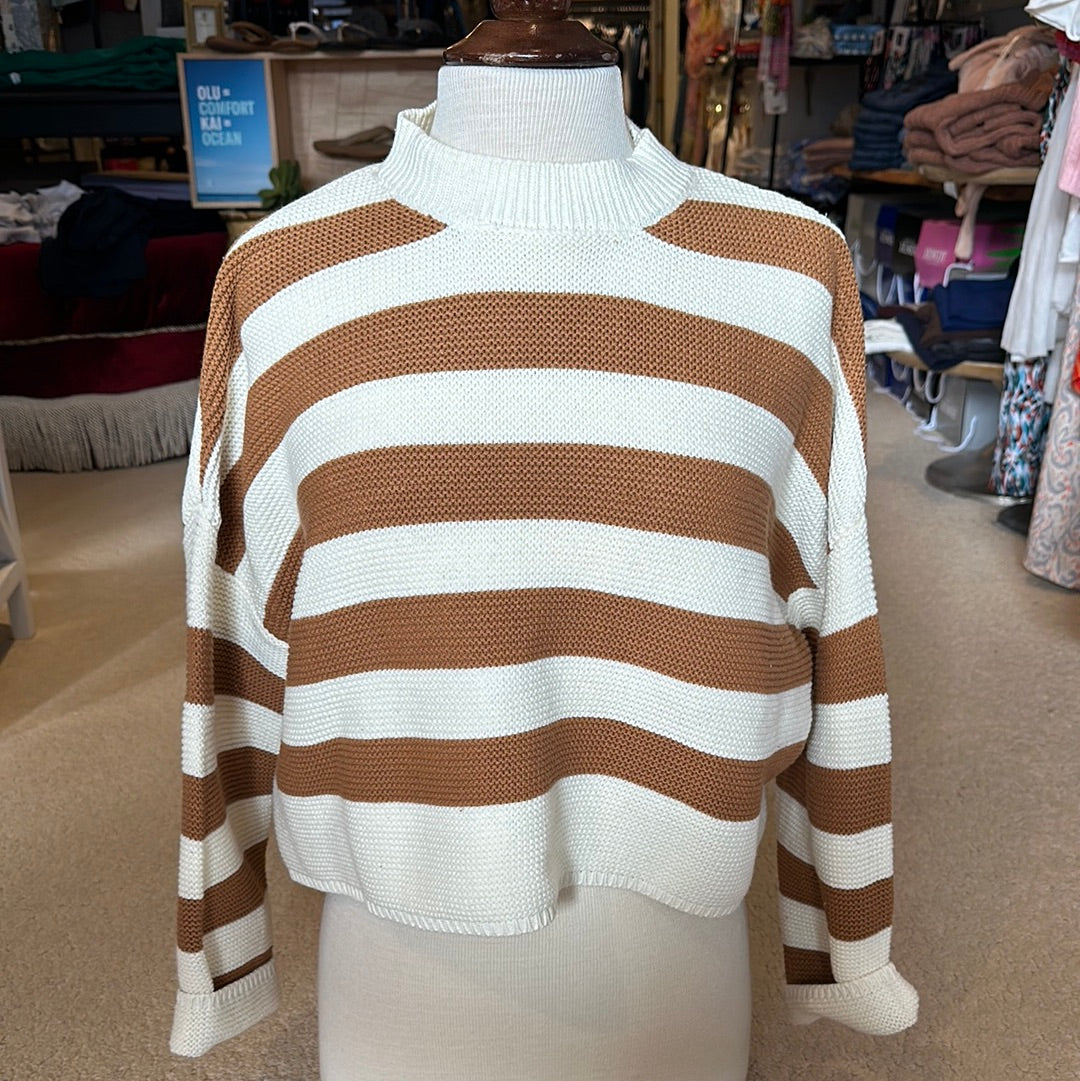 Charlie Paige Striped Cropped Sweater