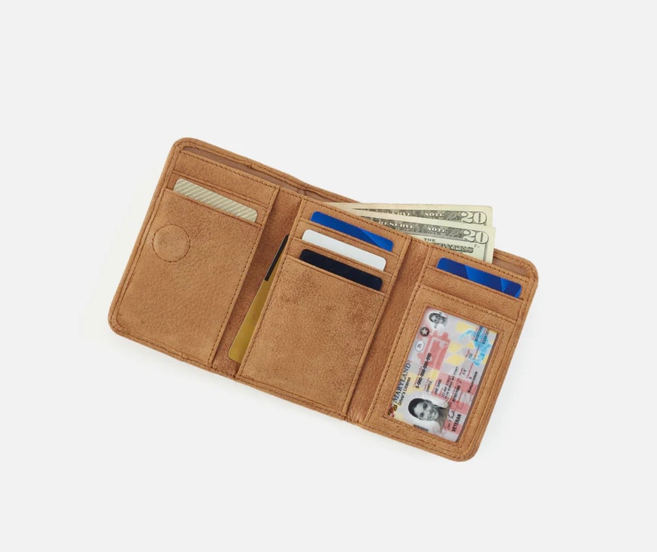Hobo Jill Trifold Wallet Buffed Leather Whiskey
