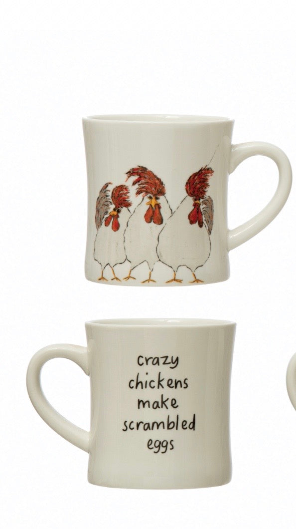 Creative Coop Chicken Stoneware Mug