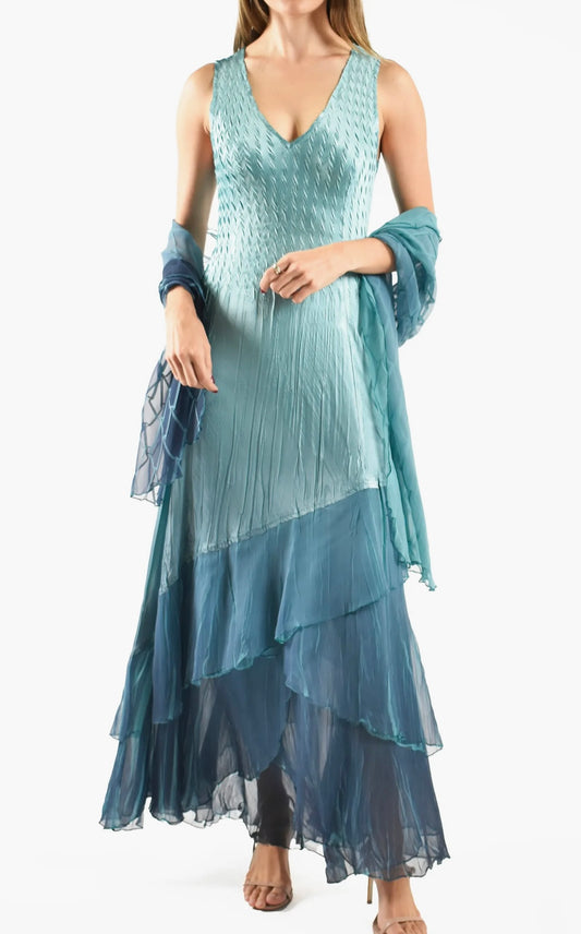 Komarov Sleeveless Maxi Dress Marine Night With Shawl