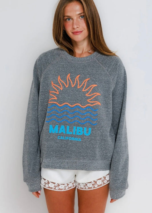 Sunny Somewhere Malibu Sunrise- Raglan Crew