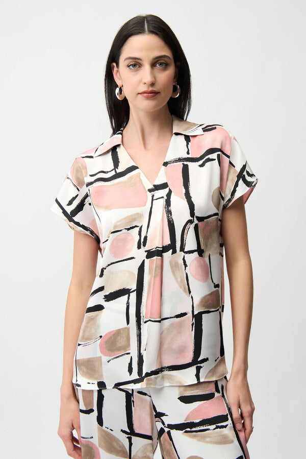 Joseph Ribkoff LDS Abstract Print Boxy Top