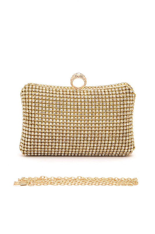 Artini Rhinestone Statement Box Clutch
