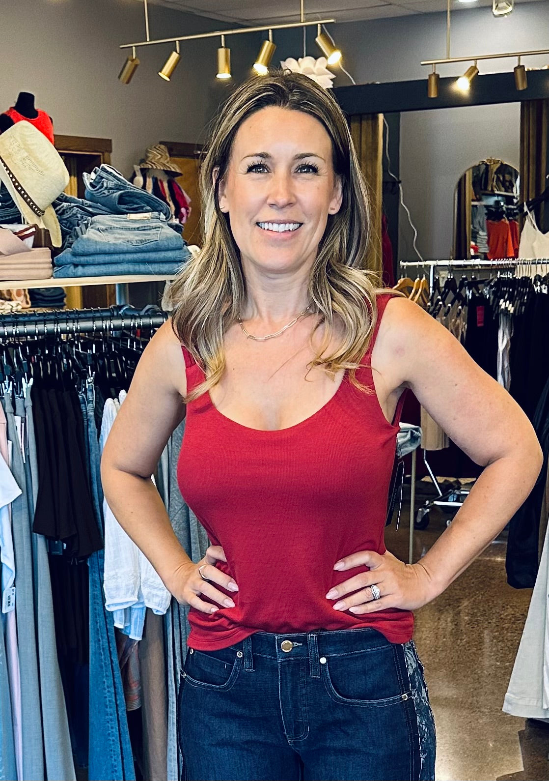 Liverpool Sleeveless Built In Bra Knit Top