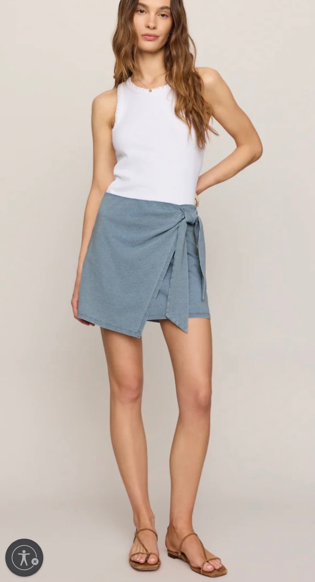 ZSupply Sora Jersey Denim Mini Skirt Ocean Air Indigo