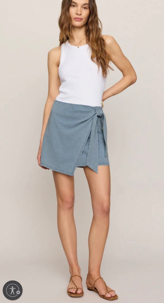 ZSupply Sora Jersey Denim Mini Skirt Ocean Air Indigo