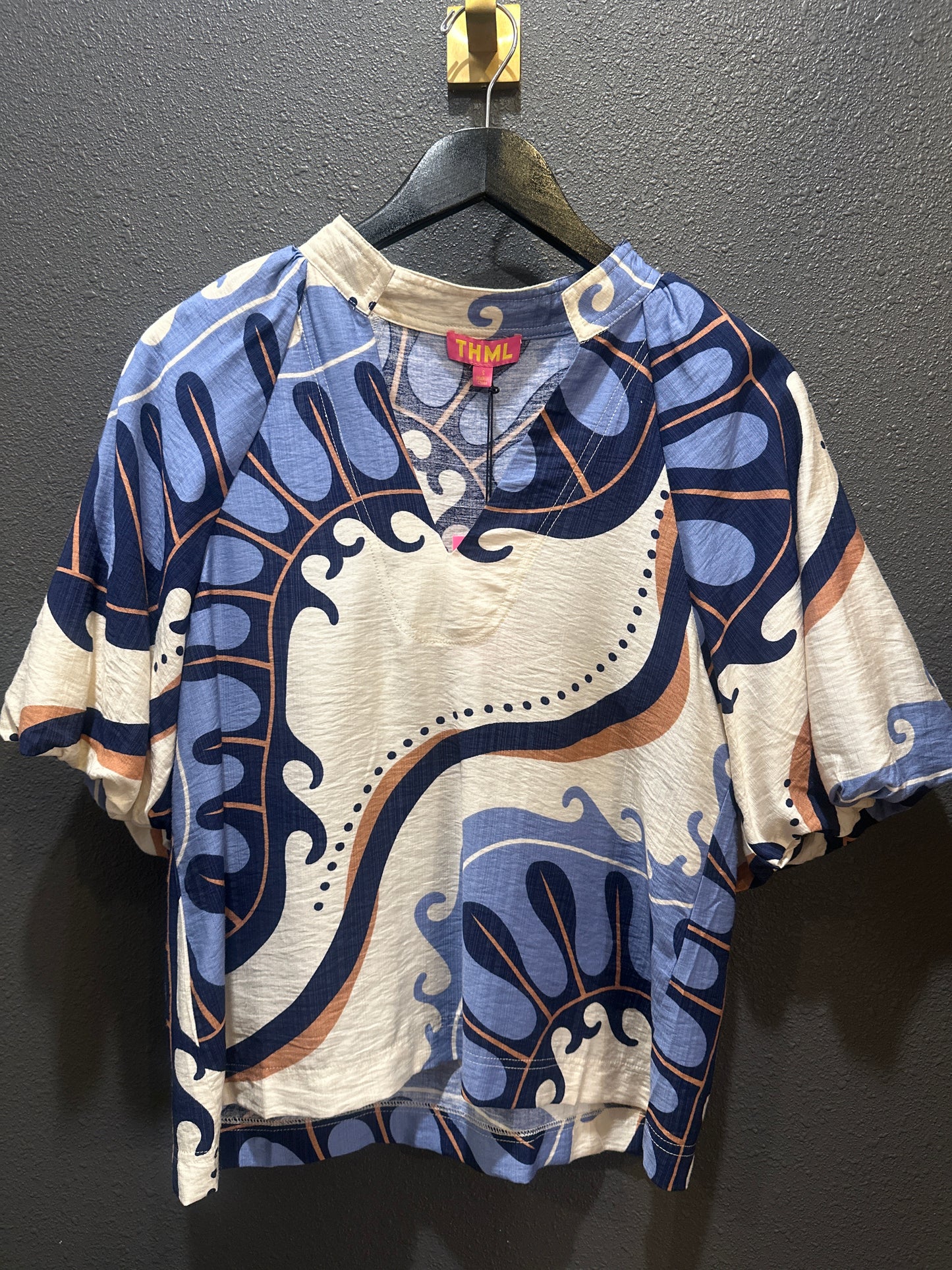 THML Abstract Puff Sleeve Top