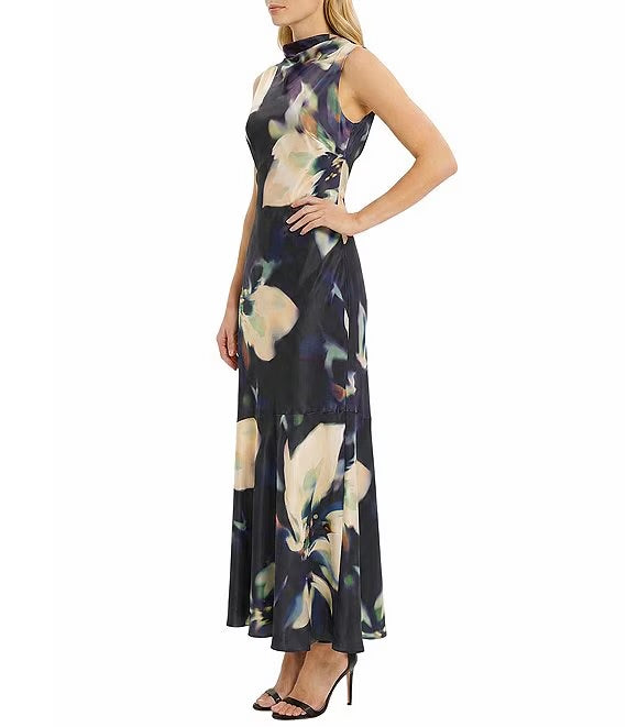Maggy London Floral Print Cowl Neck Dress