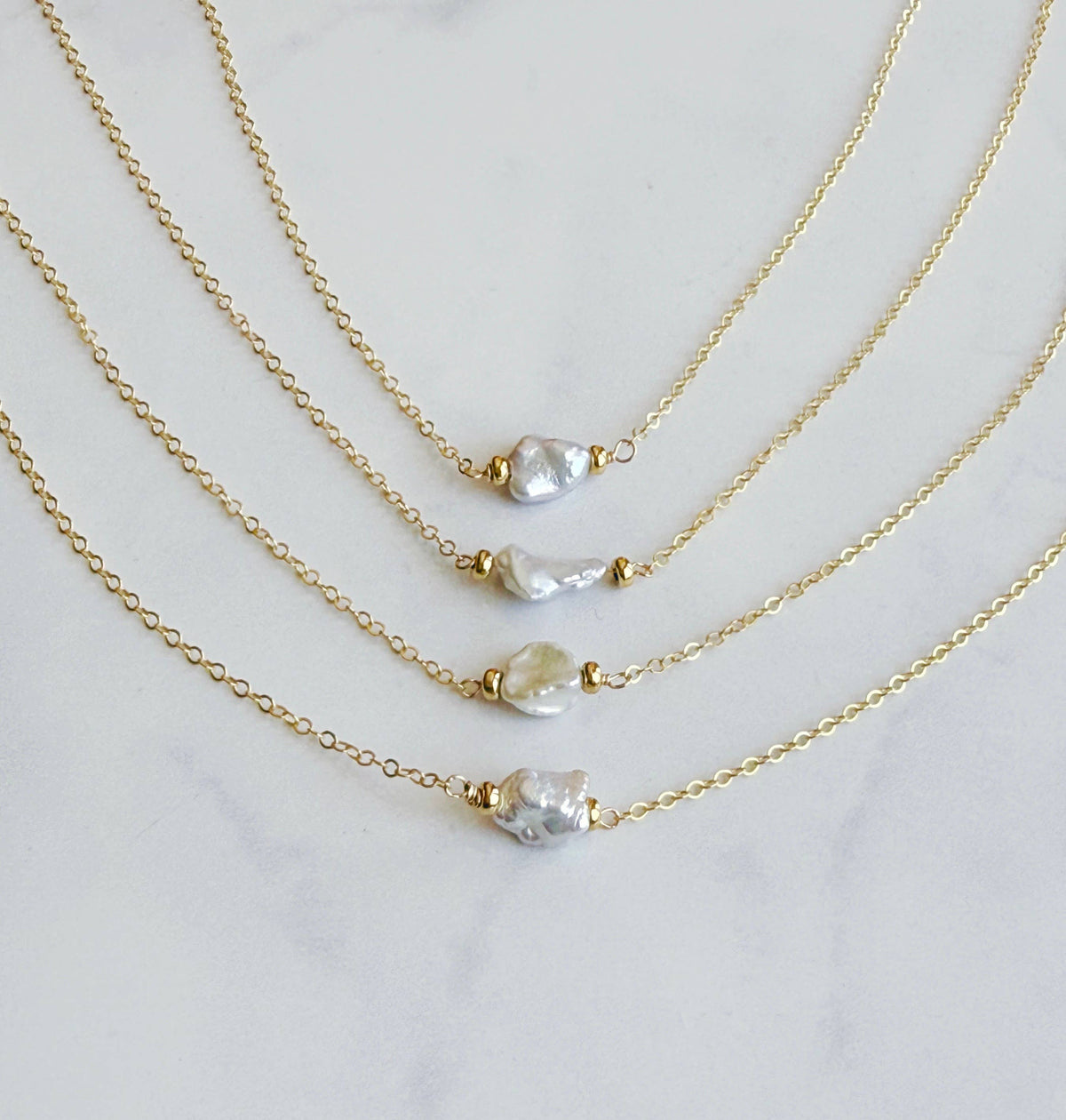 Petite baroque pearl necklace : 14kt gold fill