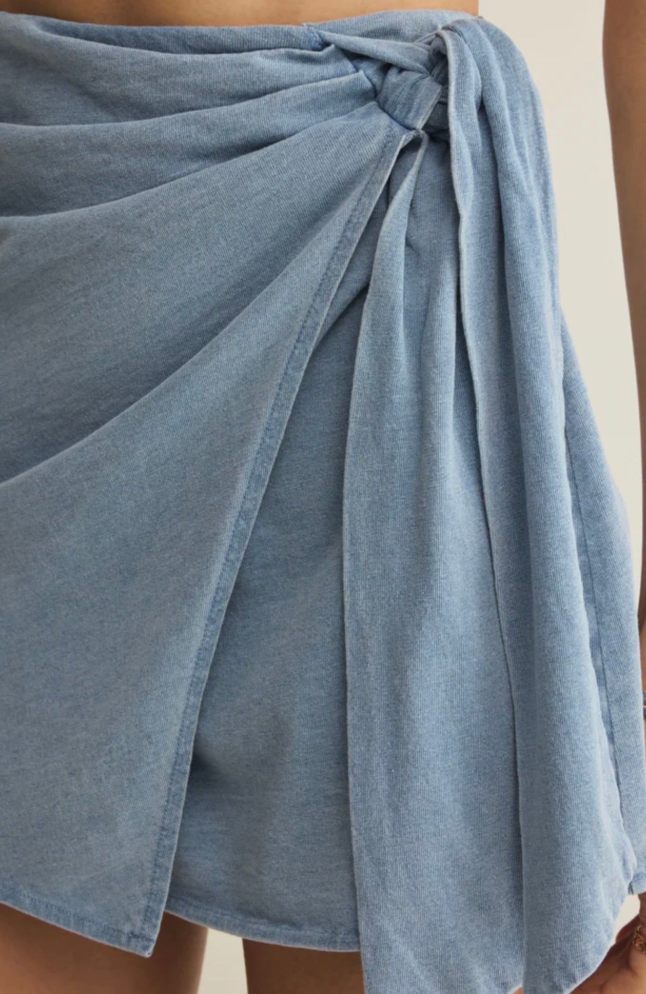 ZSupply Sora Jersey Denim Mini Skirt Ocean Air Indigo
