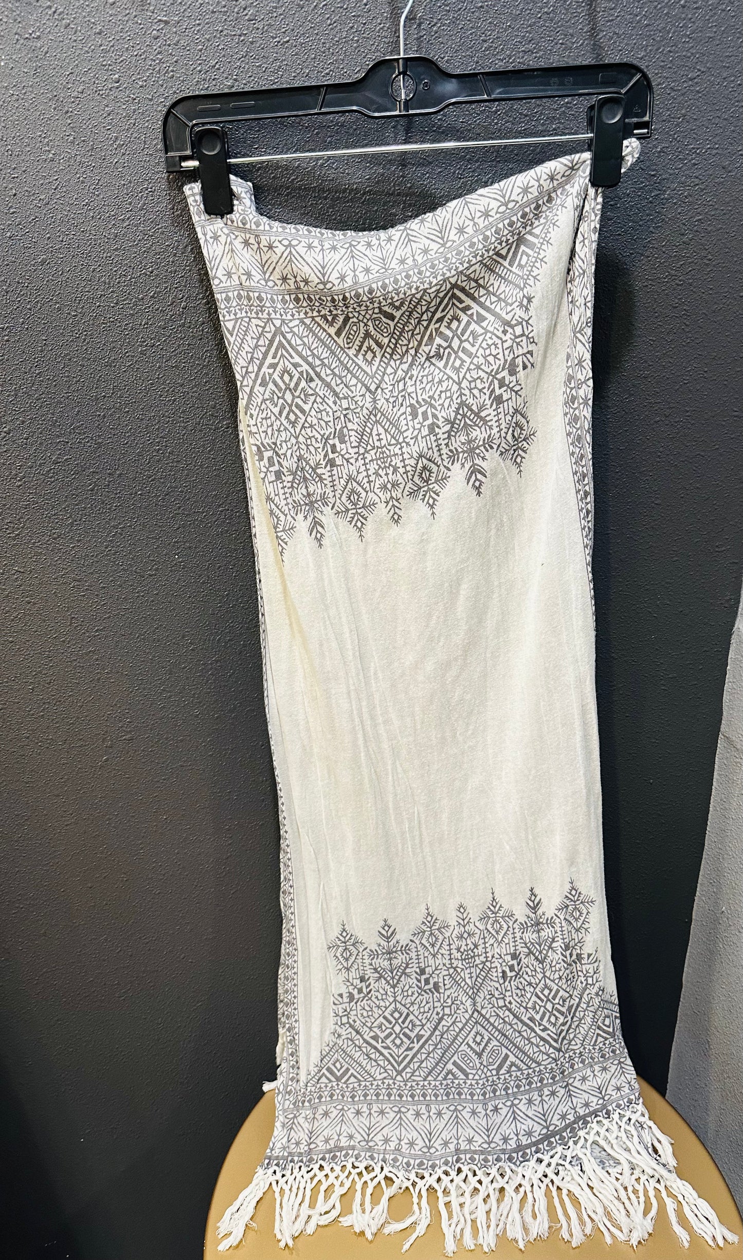 Michael Stars Grey And White Printed Scarf