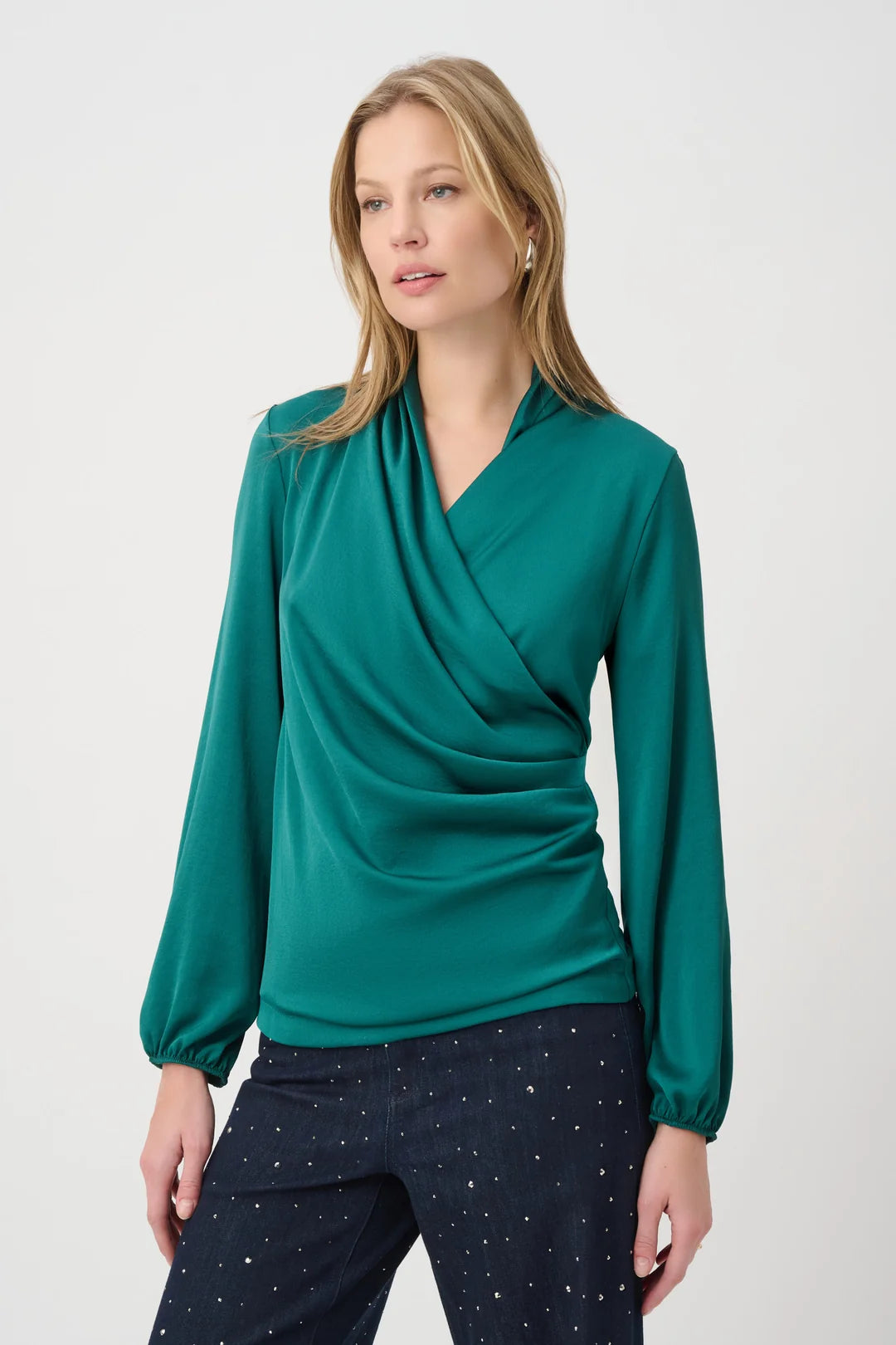 Joseph Ribkoff Satin Faux Wrap Top