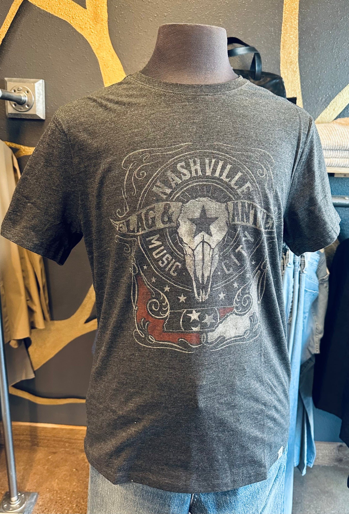Flag And Anthem Music City Bull Skull Tee