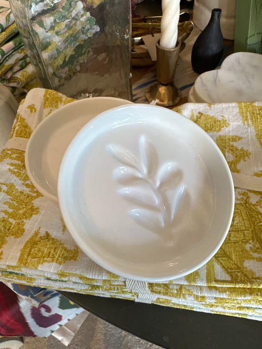 White Ceramic Dish W/ Leaf