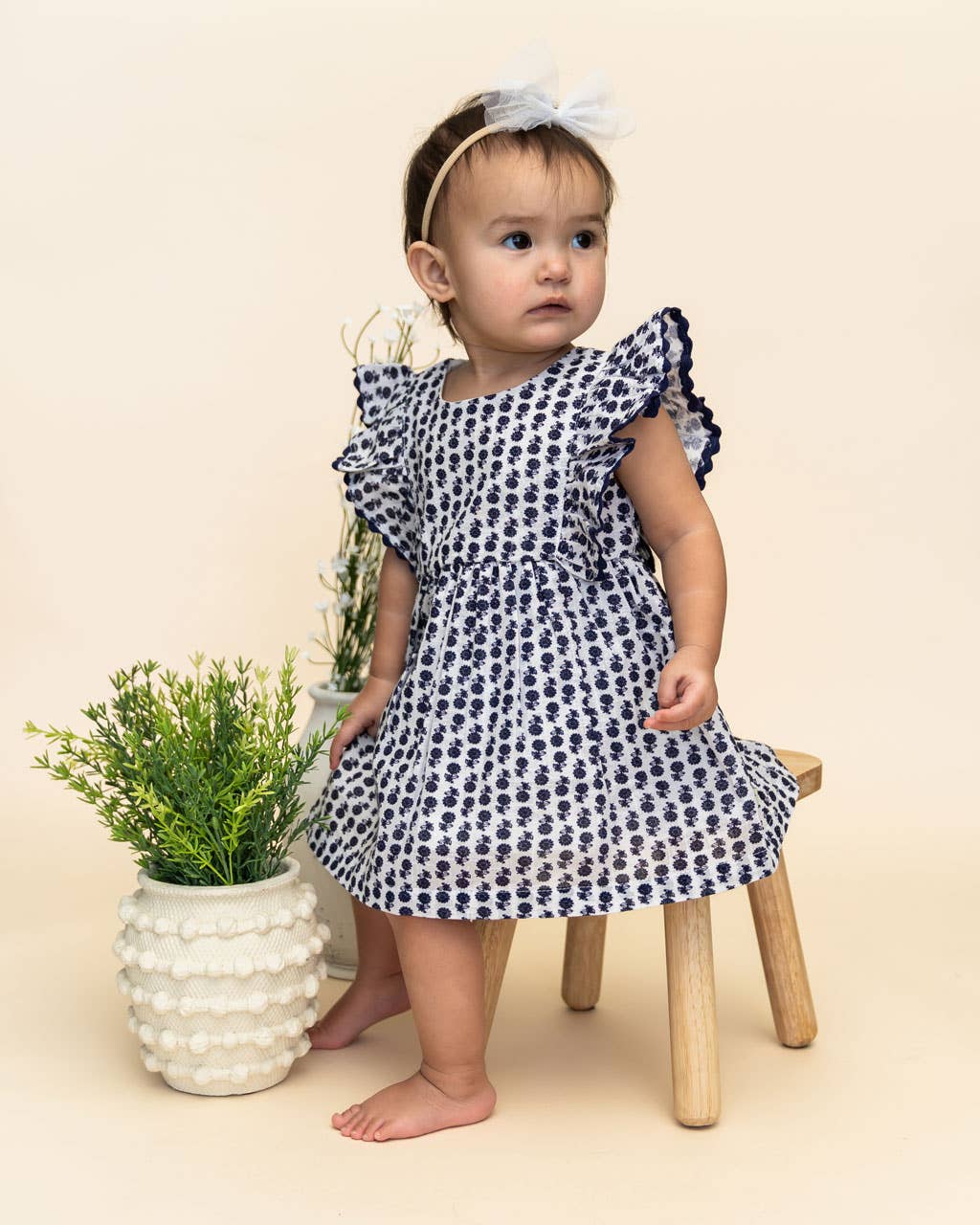 Viverano Organics Jamie Blue Floral Baby Dress W/Bloomers